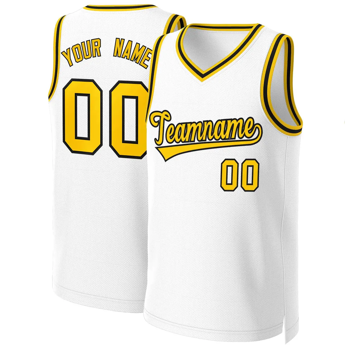 Classic Basketball Jersey White Yellow-Black