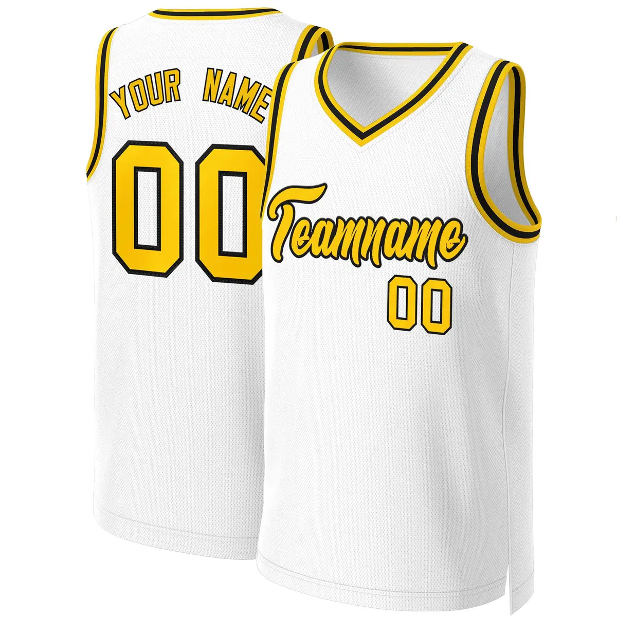 Classic Basketball Jersey White Yellow-Black