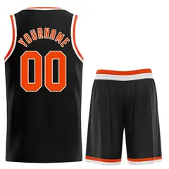 Classic Black Orange-White Team Basketball Jersey 2