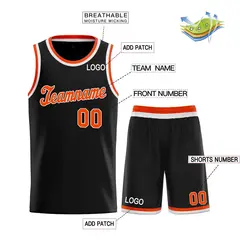 Classic Black Orange-White Team Basketball Jersey 3
