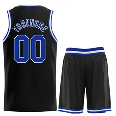 Classic Black Royal-White Team Basketball Jersey 2