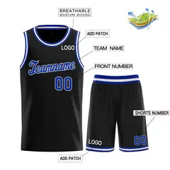 Classic Black Royal-White Team Basketball Jersey 3