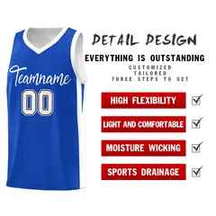Classic Blue White Basketball Jersey 4