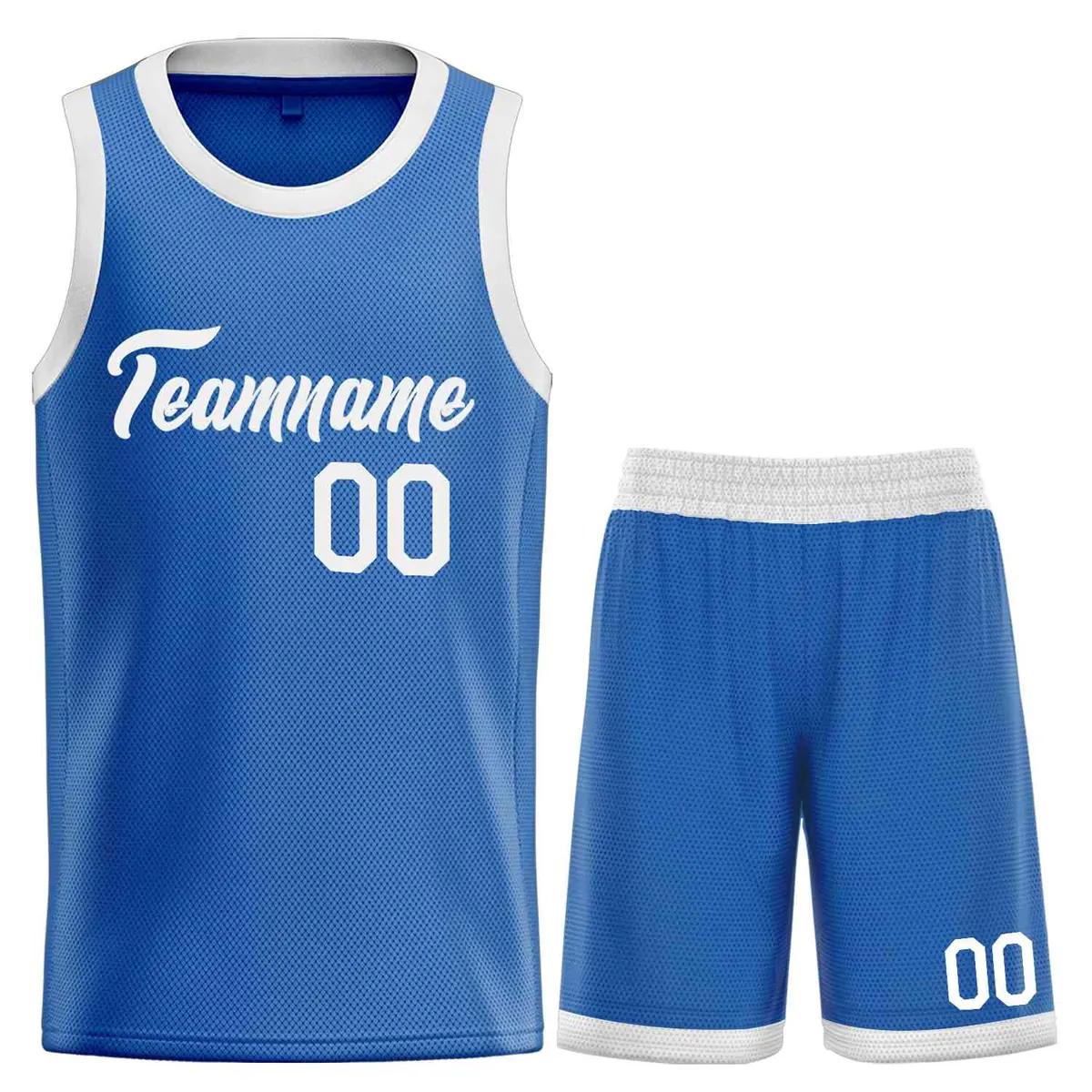 Classic Blue White Heal Sports Basketball Jersey Uniform Set