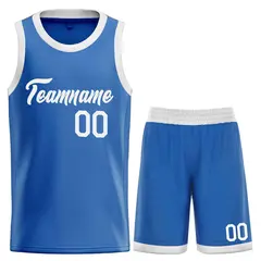 Classic Blue White Heal Sports Basketball Jersey Uniform Set 1