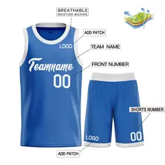 Classic Blue White Heal Sports Basketball Jersey Uniform Set 3
