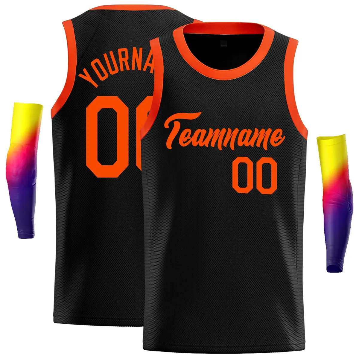 Classic Casual Basketball Jersey Black Orange