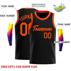 Classic Casual Basketball Jersey Black Orange 2