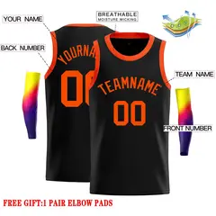 Classic Casual Basketball Jersey Black Orange 2
