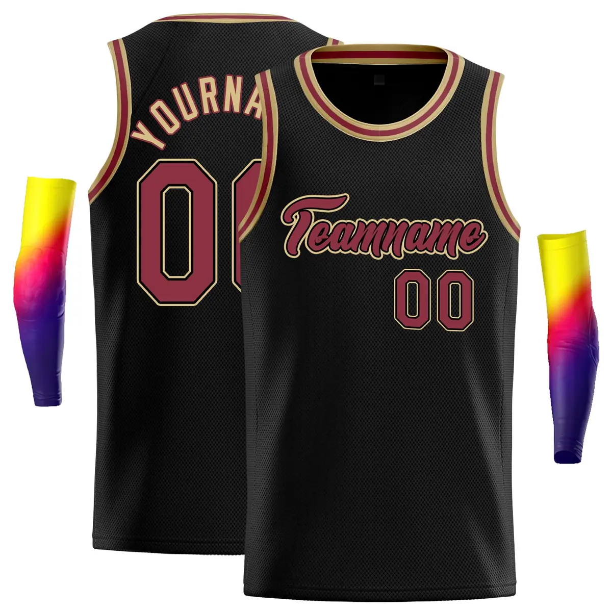 Classic Casual Basketball Jersey Black Red-Old Gold