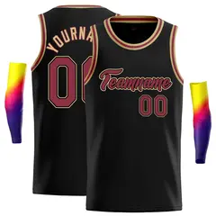 Classic Casual Basketball Jersey Black Red-Old Gold 1
