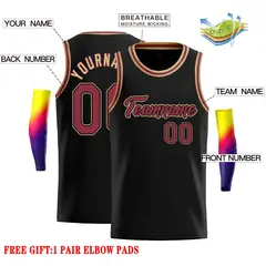 Classic Casual Basketball Jersey Black Red-Old Gold 2