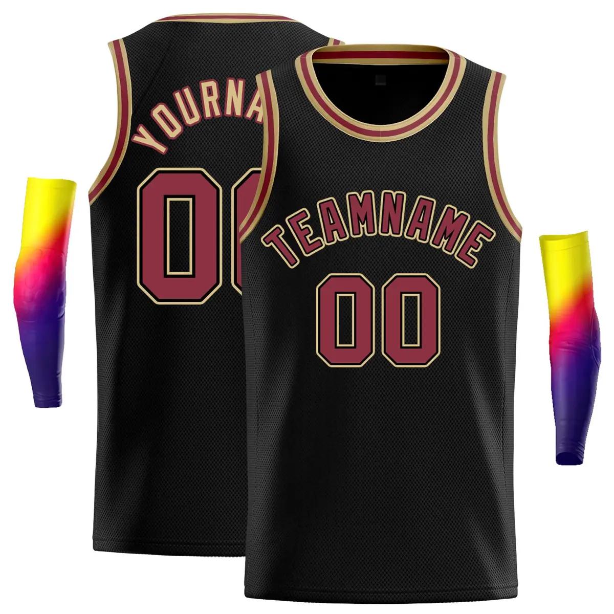 Classic Casual Basketball Jersey Black Red-Old Gold