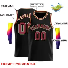 Classic Casual Basketball Jersey Black Red-Old Gold 2