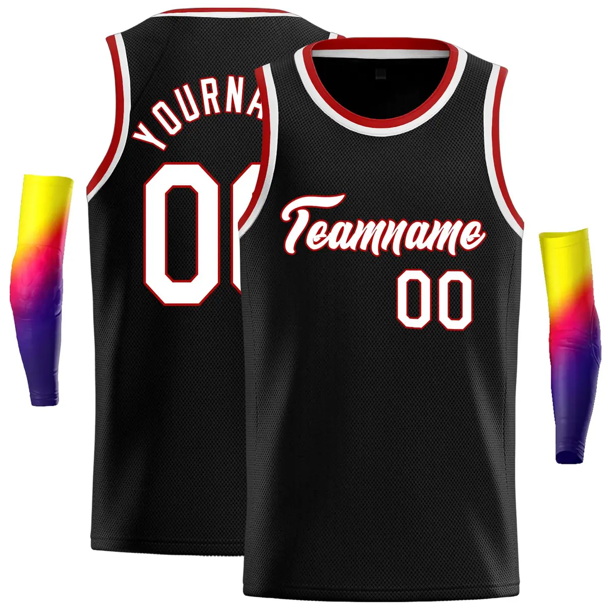 Classic Casual Basketball Jersey Black White-Red