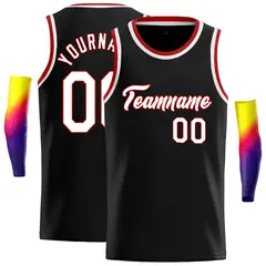 Classic Casual Basketball Jersey Black White-Red