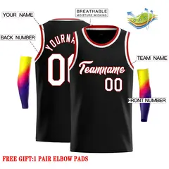 Classic Casual Basketball Jersey Black White-Red 2