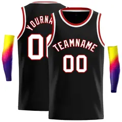 Classic Casual Basketball Jersey Black White-Red