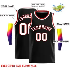 Classic Casual Basketball Jersey Black White-Red 2