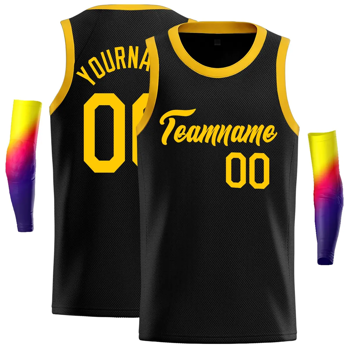 Classic Casual Basketball Jersey Black Yellow