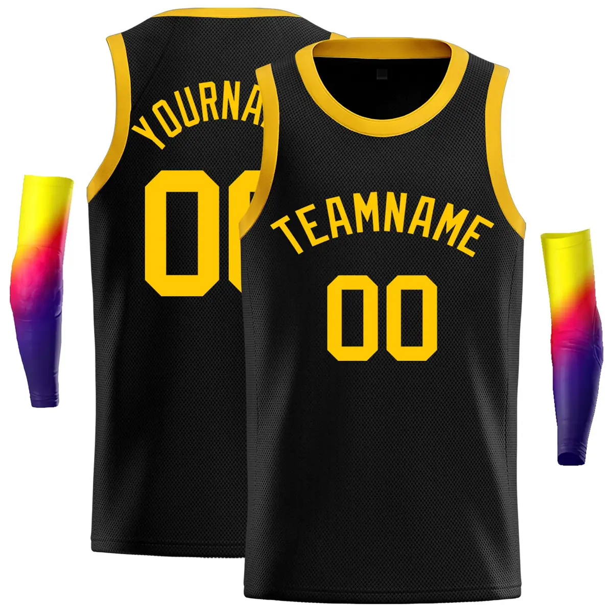 Classic Casual Basketball Jersey Black Yellow