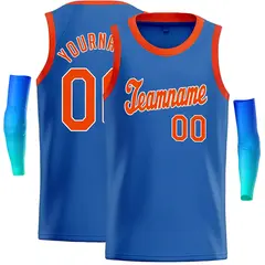 Classic Casual Basketball Jersey Blue Orange-White