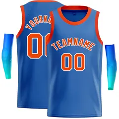 Classic Casual Basketball Jersey Blue Orange-White