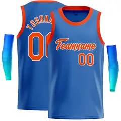 Classic Casual Basketball Jersey Blue Orange-White