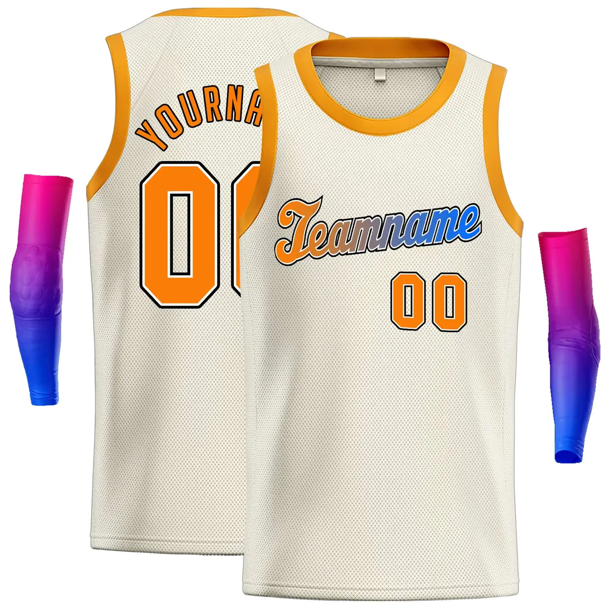 Classic Casual Basketball Jersey Cream Orange-Black