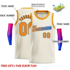Classic Casual Basketball Jersey Cream Orange-Black 2