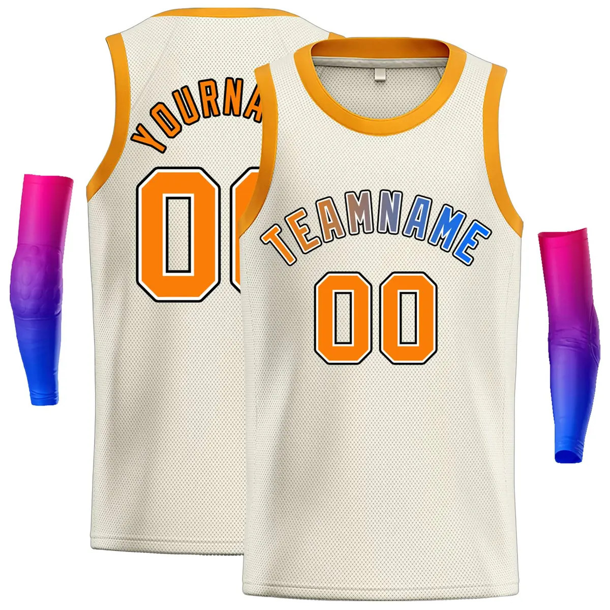 Classic Casual Basketball Jersey Cream Orange-Black