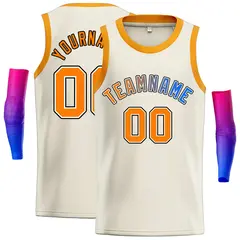 Classic Casual Basketball Jersey Cream Orange-Black 1