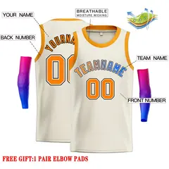 Classic Casual Basketball Jersey Cream Orange-Black 2