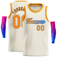 Classic Casual Basketball Jersey Cream Orange-Black