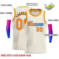 Classic Casual Basketball Jersey Cream Orange-Black 2