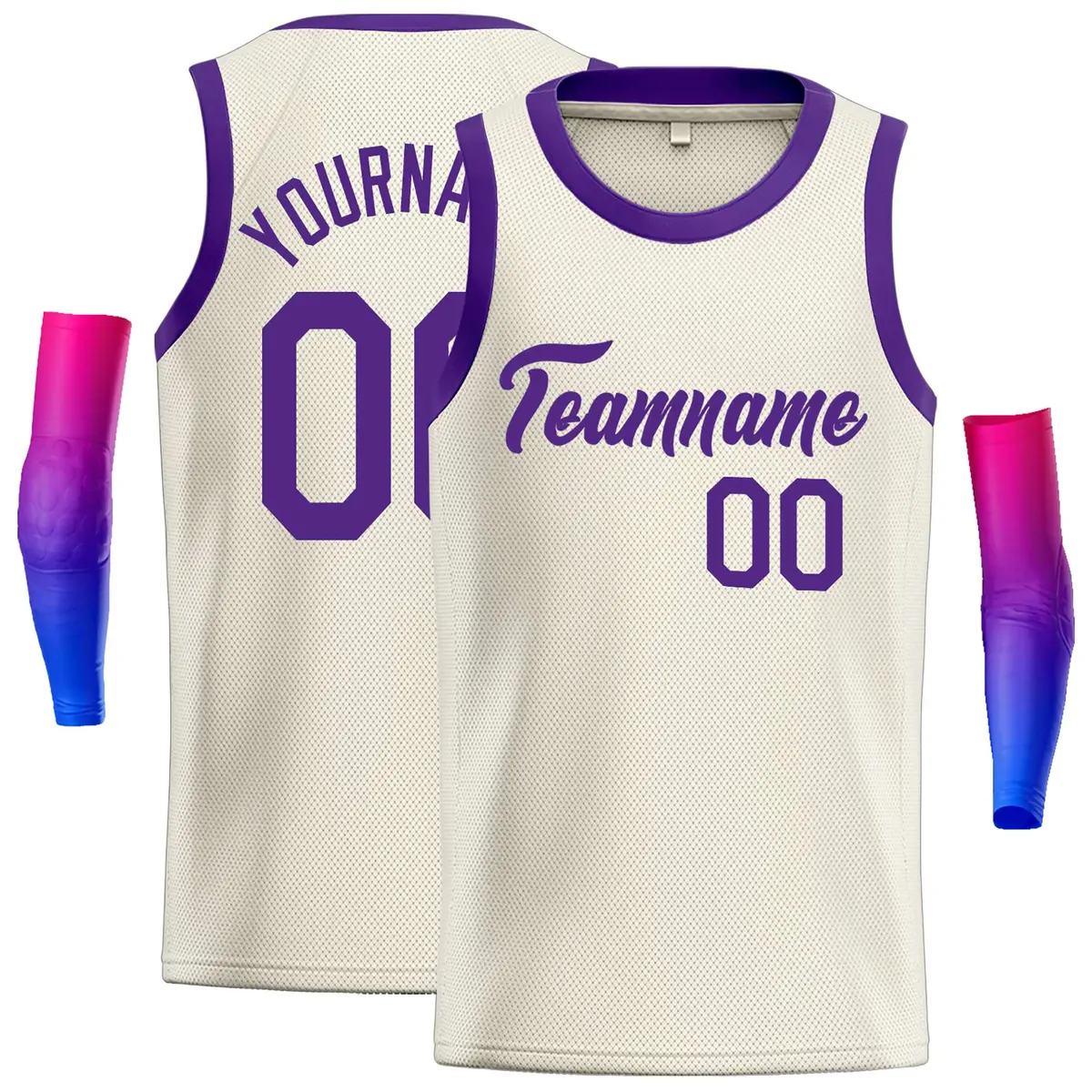 Classic Casual Basketball Jersey Cream Purple