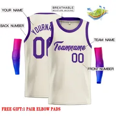 Classic Casual Basketball Jersey Cream Purple 2