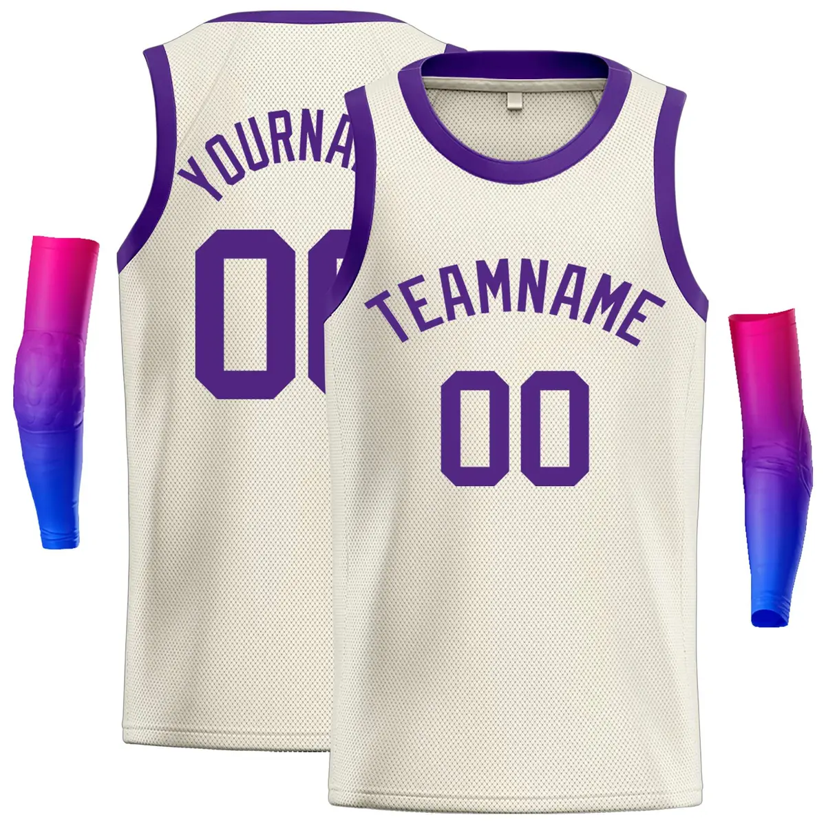 Classic Casual Basketball Jersey Cream Purple
