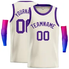 Classic Casual Basketball Jersey Cream Purple