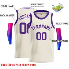 Classic Casual Basketball Jersey Cream Purple 2