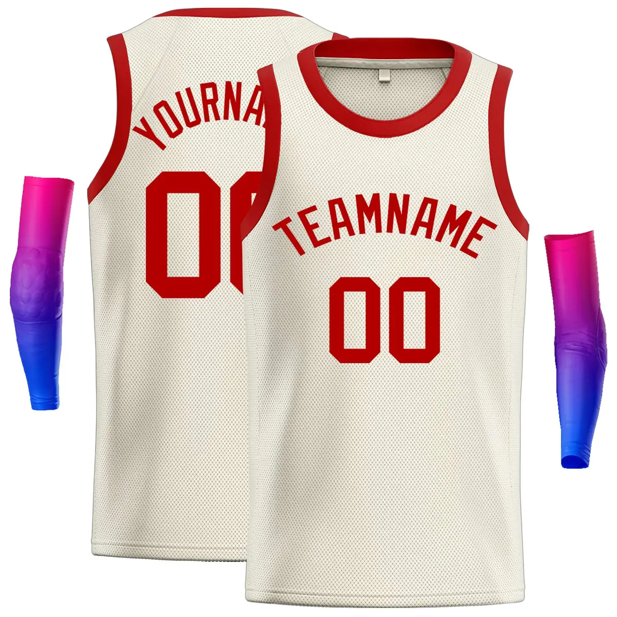 Classic Casual Basketball Jersey Cream Red