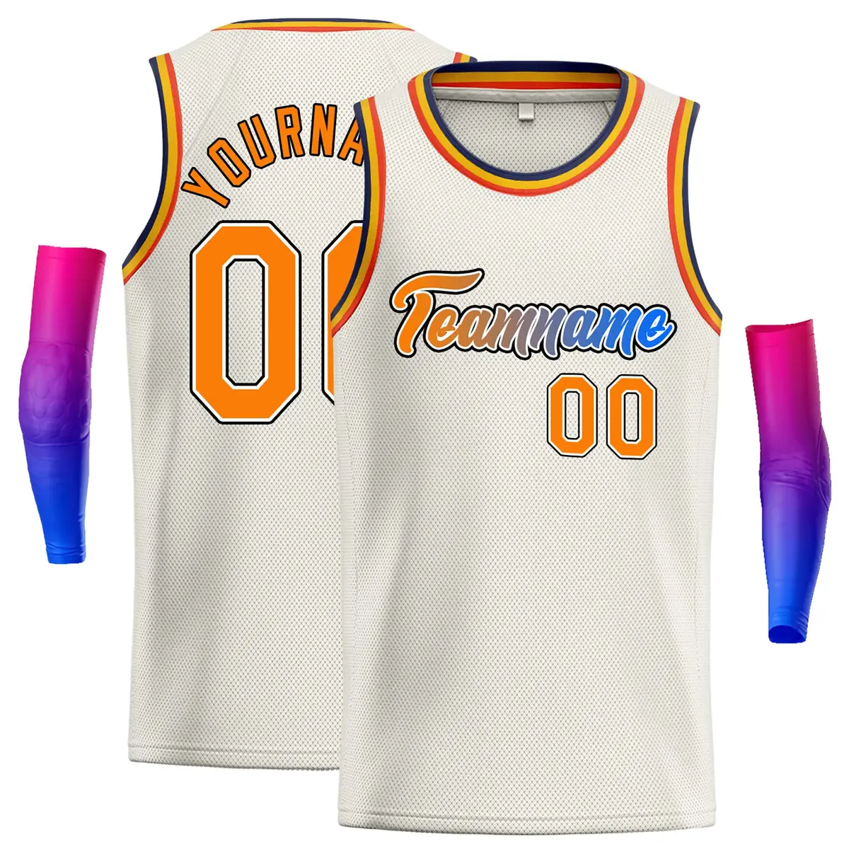 Classic Casual Basketball Jersey Cream Royal-Black