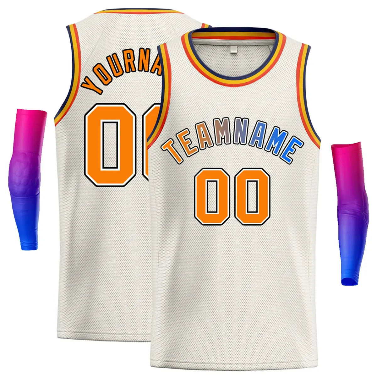 Classic Casual Basketball Jersey Cream Royal-Black