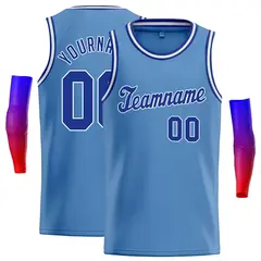 Classic Casual Basketball Jersey Light Blue Blue-White