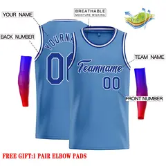 Classic Casual Basketball Jersey Light Blue Blue-White 2