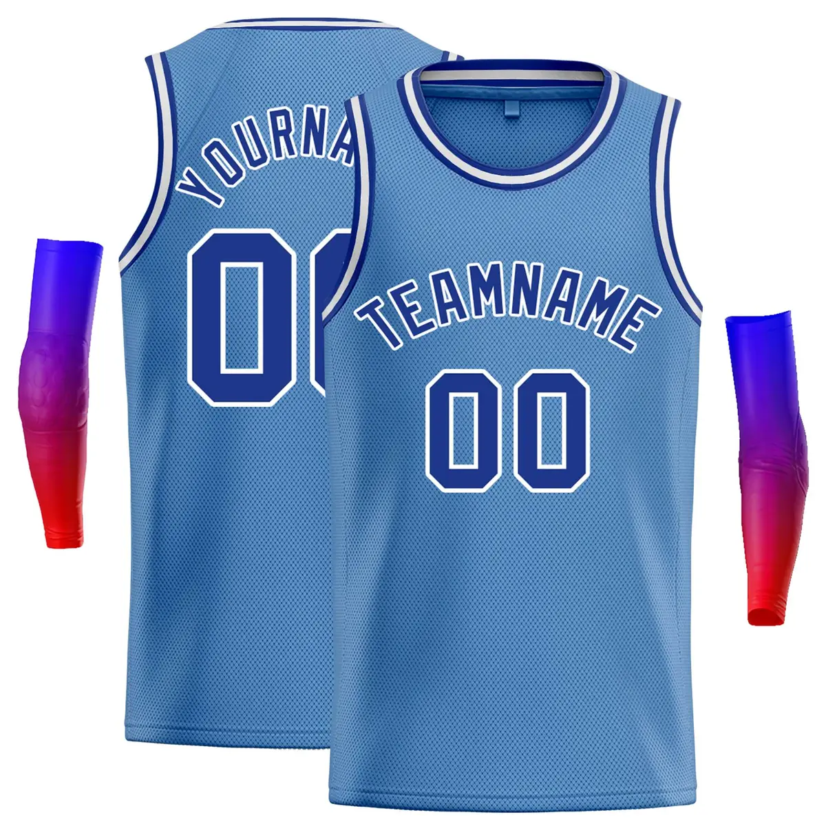 Classic Casual Basketball Jersey Light Blue Blue-White