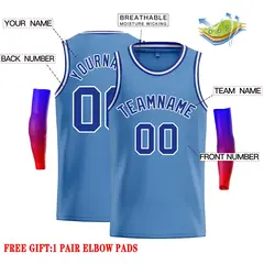 Classic Casual Basketball Jersey Light Blue Blue-White 2
