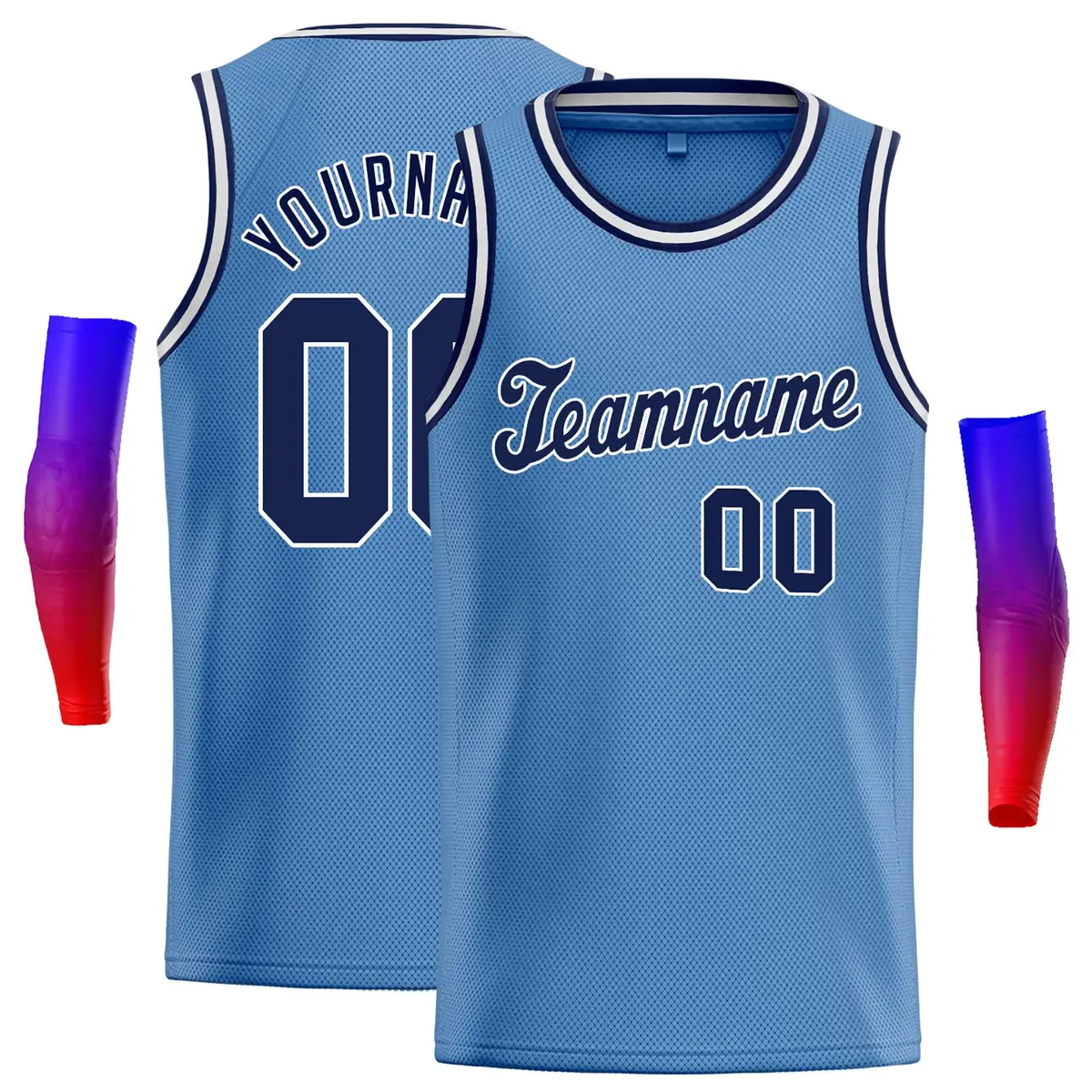 Classic Casual Basketball Jersey Light Blue Navy-White