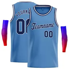 Classic Casual Basketball Jersey Light Blue Navy-White