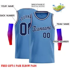 Classic Casual Basketball Jersey Light Blue Navy-White 2